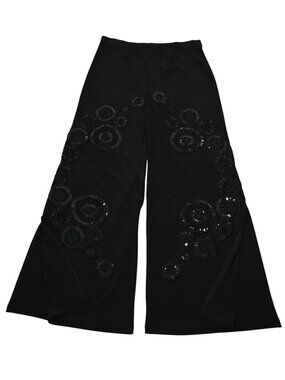 Sagaie Vintage France Sequin Embroidered Paillette Pants in Black